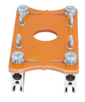 Built Tough Aluminum Router Table Insert Plate With Smooth 65 MM Guiding Groove And Heavy Duty Support Frame, orange surface, metal fasteners.