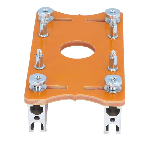 Heavy Duty Router Table Insert Plate For Woodworking Builds Slick Aluminum And Plastic Composite Setup with adjustable clamps.