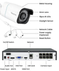 8 Channel 4K PoE Security Camera System With 6 Outdoor Bullet Cameras, Smart Person And Vehicle Detection, 8CH NVR Recorder