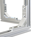 Heavy Duty L Shape Corner Brackets Kit For Aluminum Extrusion Frames, zinc alloy construction, shown installed on 20mm frame