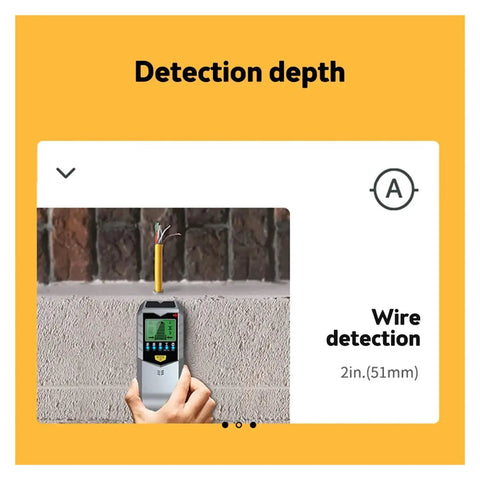 Heavy Duty Digital Wall Stud Finder With Lcd Display, 5 In 1 Scanner detecting wire depth of 2in(51mm) on wall.