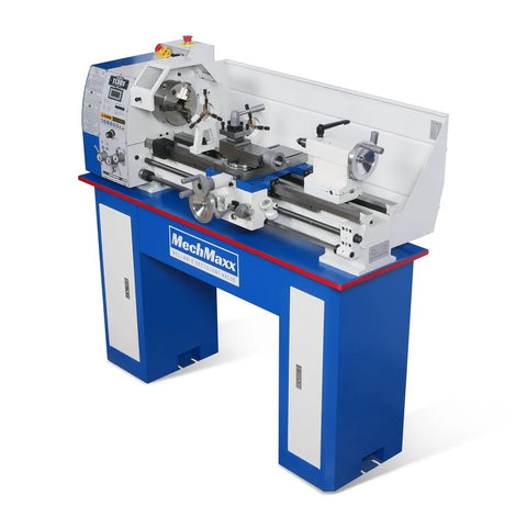 Mechmaxx Metal Lathe Machine 11By30High Precision Benchtop With Brushless Motor And Variable Speed 0-2000 RPM showing front angle view.