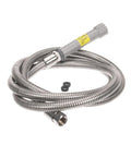 B-0096-H 96 Inch Flexible Stainless Steel Hose For Commercial Kitchens And Sinks, Heavy Duty Replacement Part, shown coiled with connectors