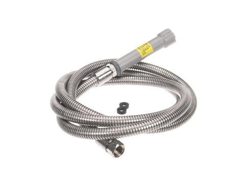 B-0096-H 96 Inch Flexible Stainless Steel Hose For Commercial Kitchens And Sinks, Heavy Duty Replacement Part, shown coiled with connectors