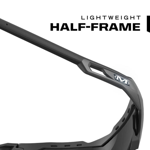 Vision Type E Safety Glasses With Anti Fog Coating, Scratch Resistant Smoke Lens, Lightweight Gray Half Frame Eyewear close-up view