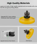 Hardened Steel Extruder Gear For P1 Series 3D Printers With High Filament Flow showing yellow and steel helical gear detail