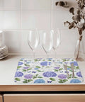 Two Pack Kitchen Drying Mats Set with floral pattern and glasses on countertop