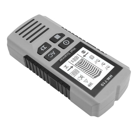 YDuupxe Wall Scanner Wood Metal Ac Wire Detection 3 Modes Lcd close-up showing buttons and LCD display for stud detection.