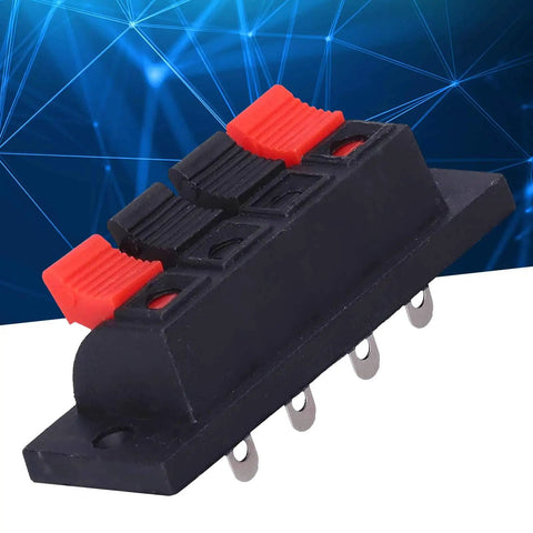 4 Way Speaker Connector Spring Loaded Terminal Kit Black ABS Metal Build For Easy Wiring Handles Zero To Two Hundred Fifty Volts Three Amps Rating