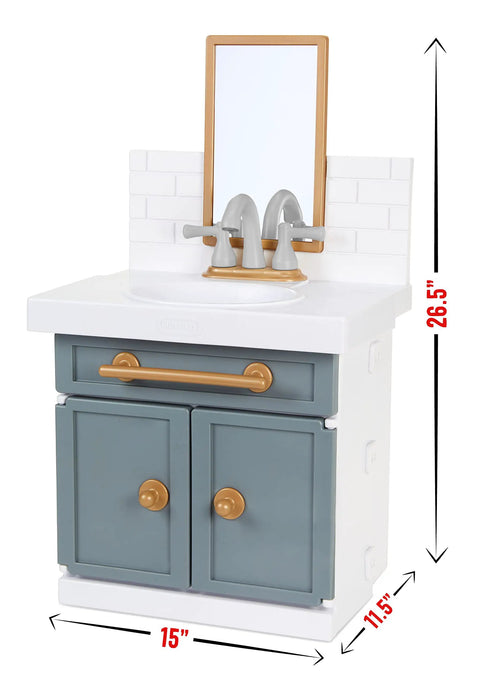 Tot Tested Bathroom Sink Playset With Real Working Water Faucet And Electric Pump Comes Complete With Twelve Kid Approved Accessories For Straight Up Fun Pretend Role Playing Ages Two And Up