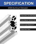 Four Pack 350mm 20x20 Aluminum Extrusion T-Slot Silver Anodized Profile For DIY 3D Printer Frame And Linear Rail Setup European Standard Build Parts For Custom Builds And Hobbyists. 350mm silver 2020 aluminum T-slot extrusion profile close-up