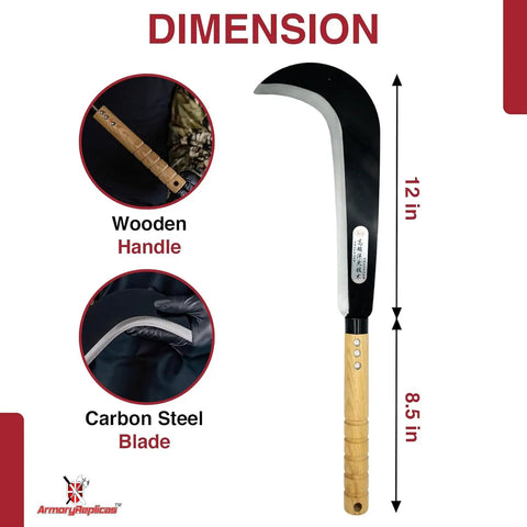 Curved Machete For Brush Busting And Outdoor Use Ready To Go Carbon Steel Blade No Sharpening Needed Sickle Knife dimensions