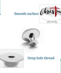 Top-Shelf Round Cabinet Drawer Knobs And Handles With A Bold Red Cross Motif, Solid Stainless Steel Backing Paired With Crisp Glass Front, Super Smooth Furniture Pulls Kit Including Mounting Hardware, Badass 2-Pack Refresh For Dresser Or Kitchen showing a close-up of a smooth glass knob with a red cross design and stainless steel backing.