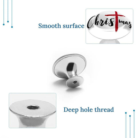 Top-Shelf Round Cabinet Drawer Knobs And Handles With A Bold Red Cross Motif, Solid Stainless Steel Backing Paired With Crisp Glass Front, Super Smooth Furniture Pulls Kit Including Mounting Hardware, Badass 2-Pack Refresh For Dresser Or Kitchen showing a close-up of a smooth glass knob with a red cross design and stainless steel backing.