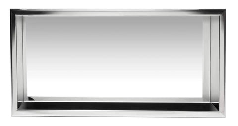Polished Stainless Steel Horizontal Bath And Shower Niche 24 X 12, Fully Finished, Ready To Mount, No Tile Labor, Sleek