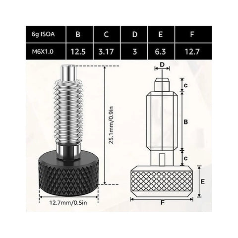 Spring Plunger Handle Quick Release Pins Kit With Knurled Handle And Stainless Steel Lock M6 dimensions and design