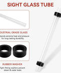 9 Inch Steam Boiler Sight Glass Tube Clear Water Level Gauge Replacement with 2 High-Temp Rubber Washers for Boilers