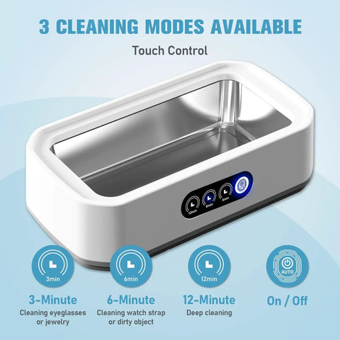 Ultrasonic Jewelry Cleaner With 360 Degree Cleaning In Minutes For Rings Glasses Watches Diamonds Gold And Silver; 650ml, 3 modes.