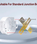 Two Pack 4 Inch Light Fixture Mounting Brackets With 180 Degree Adjustable Crossbar For Standard 4 Inch Electrical Boxes Includes Screws Nuts installed on junction box