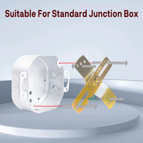 Two Pack 4 Inch Light Fixture Mounting Brackets With 180 Degree Adjustable Crossbar For Standard 4 Inch Electrical Boxes Includes Screws Nuts installed on junction box