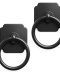 2 Pack Matte Black Ring Pull Cabinet Handles With 1.6 Inch Backplates, modern design for kitchen pantries and bi-fold doors
