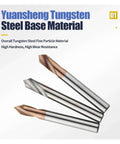 Three hard-alloy tungsten steel drill bits with coated 60° tips, D12x75L, for CNC chamfering and centering