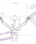 Slick Full Motion Monitor Mount Arm With Smooth Gas Strut Glide Heavy Duty Aluminum Desk Holder showcasing accurate dimensions for ergonomic setup.