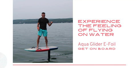 Person gliding on High Power EFoil For Water Sports With 28 Mph Top Speed And 120 Minute Ride Durable Rechargeable Battery Pack