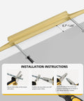 Installation of Gold Cabinet Handles 10 Pack 3-3/4 Inch Brushed Brass Drawer Pulls with M4 Screws, shown with attached guide