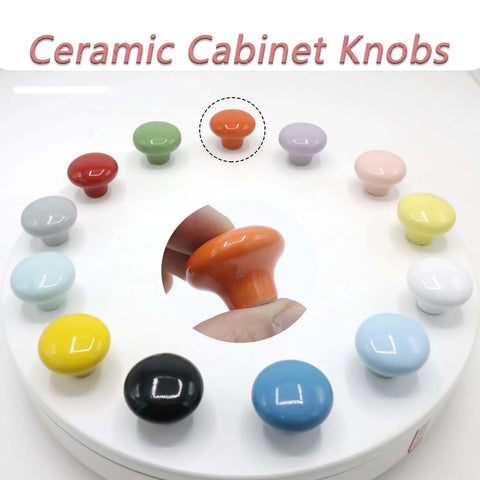 Fresh Orange Ceramic Cabinet Knobs 10 Pack Round 32Mm Drawer Pulls With Mounting Screws For Kitchen Cupboards And Bedroom Dressers To Give Your Home A Totally Rad Vibe, displayed in a circular arrangement.