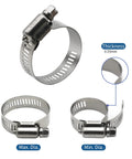 Stainless steel hose clamps, 25-pack, worm-gear for 1/4–1/2 in automotive hoses