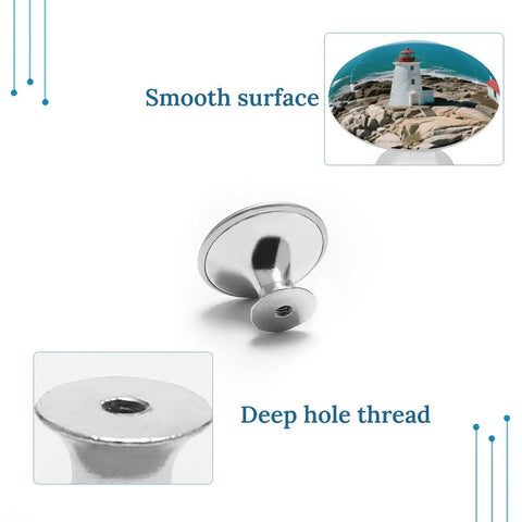 Lighthouse 1.1 Inch Cabinet Knobs Set of 2, Stainless Steel Aluminum Alloy Drawer Pulls with smooth surface and deep hole thread.