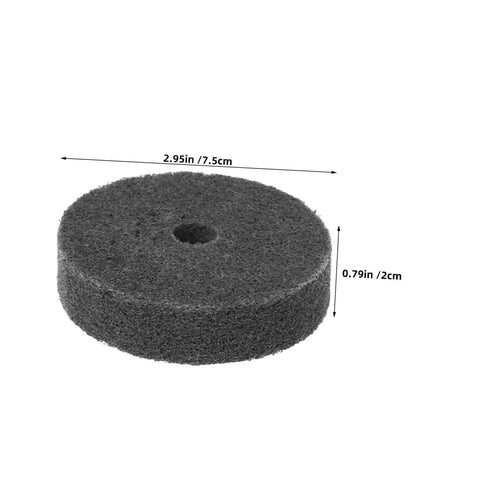 Get That Glowing Finish With This 6pcs Nylon Buffing Wheel Kit Featuring A Quick And Easy 10mm Hole Diameter Setup For Maximum Power And Serious Industrial Grade Abrasive Action To Polish Anything Fast Without Wasting Time On Frequent Replacements. Dark grey nylon buffing wheel with 10mm hole, 2.95in diameter.