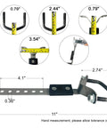 Beefed Up Heavy Duty Tailpipe Exhaust Hangers Set With Flexible Swivel Bracket, dimensions shown, durable 2.5mm steel, 2 pack