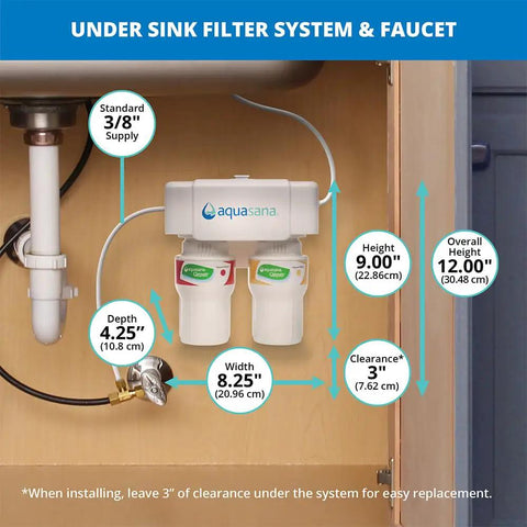 Under Sink Water Filter System That Cleans Your Tap Water Fast Reduces Lead And PFAS Chlorine Pesticides And 78 Contaminants with dimensions