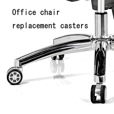 Five Pack Heavy Duty Office Chair Wheel Replacement Silent Swivel Polyurethane Casters on office chair base.