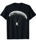 Artistic Black And White Powered Paragliding Tee With A Paramotor Sketched Design, A Standout Gift For Paragliding Pilots And Flight Enthusiasts