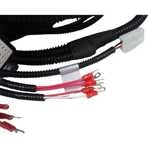 Top Tier Operator Safety Harness 100698GT Replacement Exact Fit For Genie Lift GR-12 GR-15 GR-20 GRC-12 QS Series wiring harness close-up.