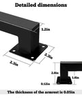 Detailed dimensions of Heavy Duty Wall Mounted Handrail For Indoor Stairs Featuring An Extra Long Eleven Foot Black Steel Rail.