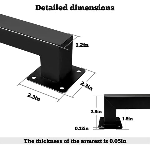 Detailed dimensions of Heavy Duty Wall Mounted Handrail For Indoor Stairs Featuring An Extra Long Eleven Foot Black Steel Rail.