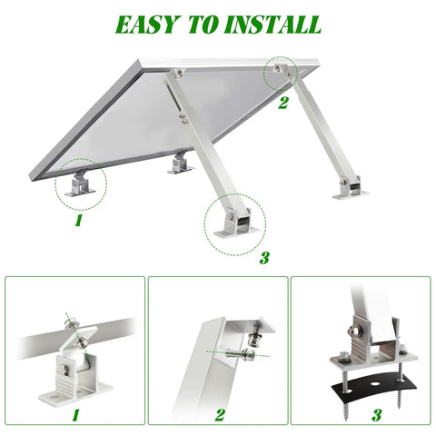 Two Pack Adjustable Solar Panel Tilt Mount Brackets Kit For 14 To 27 Inch Rails demonstrating easy installation process