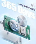 Close-up of ZigBee Smart Scene Switch With 3 Button Remote Controller battery, showcasing 365-day longevity with no wiring required.
