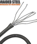 Close-up of 7 braided steel strands from Heavy Duty Security Cable Lock With Loops 10mm Braided Steel Weatherproof and Cut Resistant Wire Cable
