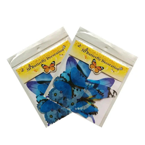 Packaged Blue 3D Butterfly Wall Decals Set, 24 Removable Mural Stickers for Home and Room Decor, Easy Peel And Stick, Vibrant Wall Art