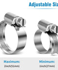 Beefy Heavy Duty Stainless Steel Hose Clamps Set 1 To 2 Inch Adjustable Worm Gear Self Locking Nut Duct Clamp Kit for Automotive