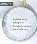 Close-up of 4 Inch Diameter 50 Foot Long Clear Flexible Dust Collection Hose with durability features listed on a white background.