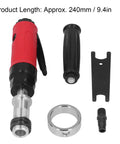 Beefy Straight Air Die Grinder 3500 Rpm High Performance Pneumatic Tool with red rubber handle and accessories.
