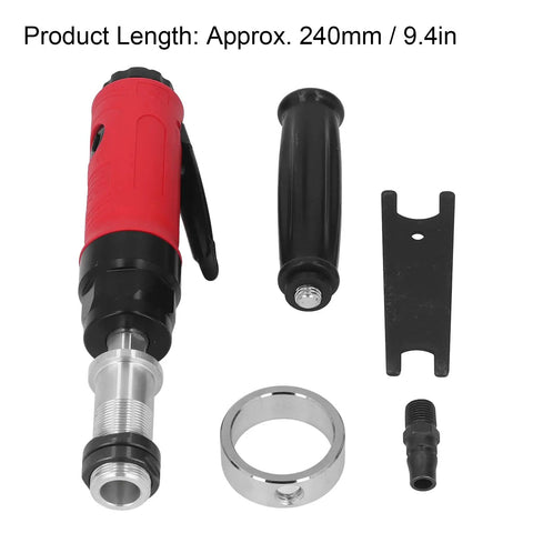 Beefy Straight Air Die Grinder 3500 Rpm High Performance Pneumatic Tool with red rubber handle and accessories.