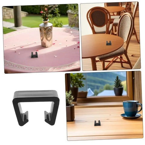 10 Pack Patio Sofa Clamps For Sectional Wicker Outdoor Couches Plastic Fasteners shown on various surfaces indoors and outdoors.