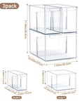 Clear Plastic Storage Bins With Dividers 3 Pack Acrylic Stackable Organizer Boxes For Fridge Pantry And Cabinets Two Narrow And One Wide